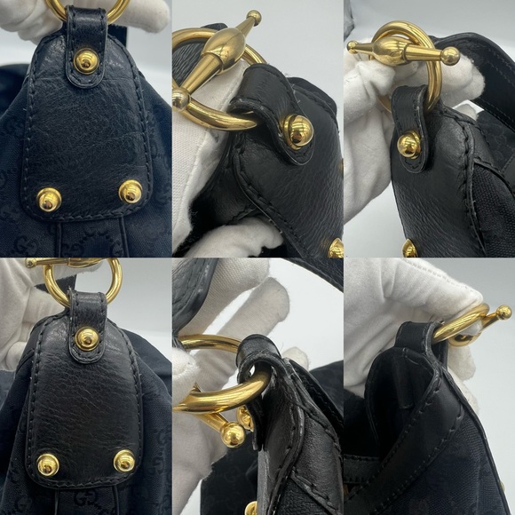Authentic Gucci Black canvas Jockey large hobo shoulder bag - Picture 10 of 16